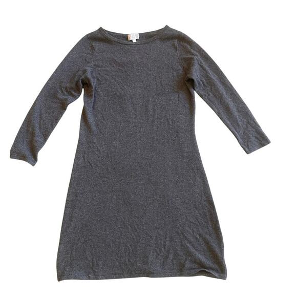 Pure Cashmere Simple Crewneck Long Sleeve Sweater Dress Charcoal Gray EUC XL - Picture 2 of 3